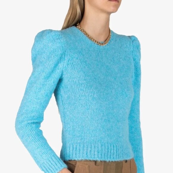 Derek Lam 10 Crosby Locken Puff Sleeve Sweater in Light Blue - Women's - Picture 3 of 12